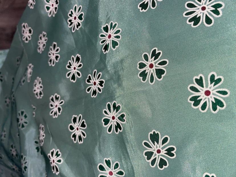 Green Floral Pattern Fabric 46x 46 in
