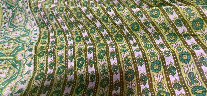 Green Floral Patterned Cotton Scarf