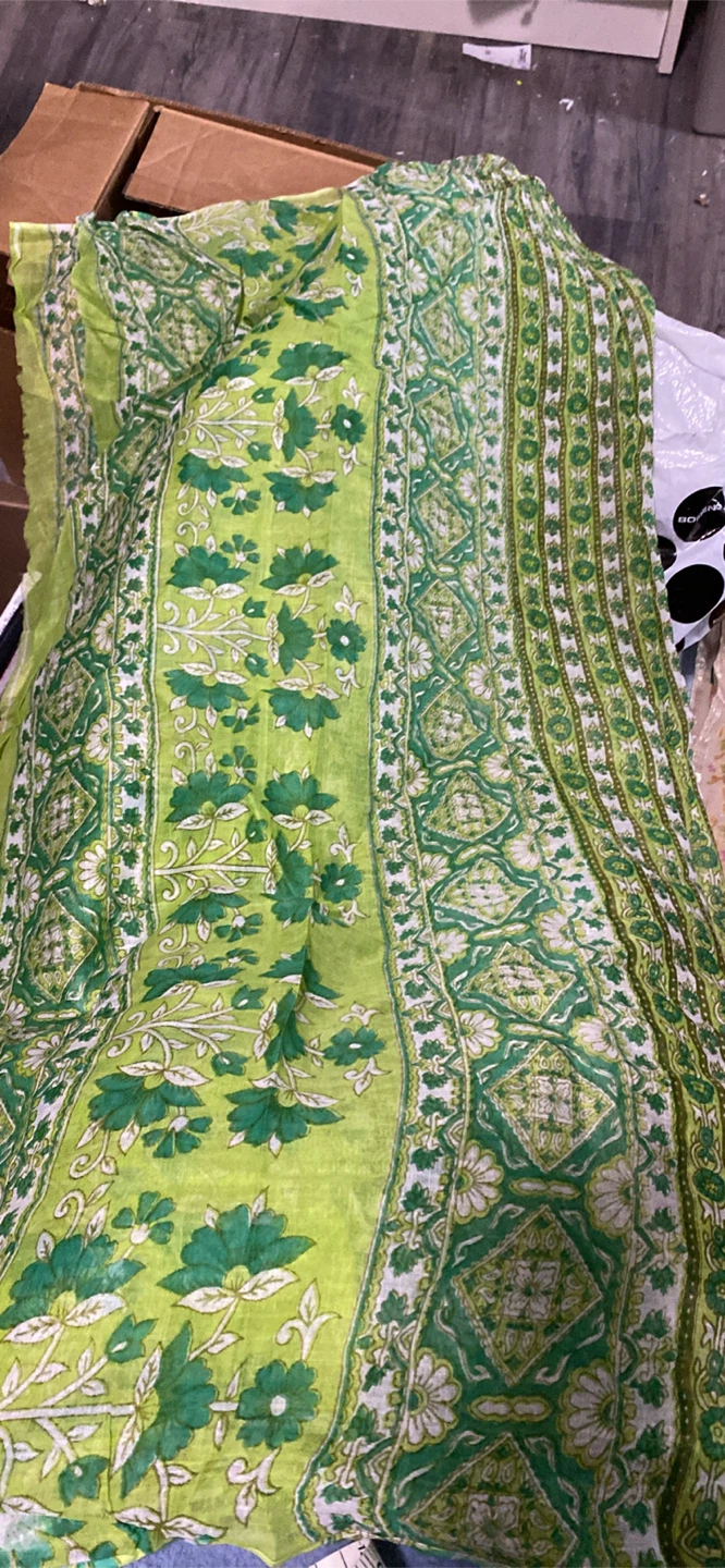 Green Floral Patterned Cotton Scarf - photo 2