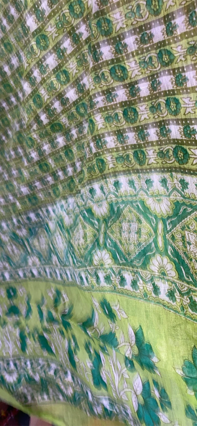 Green Floral Patterned Cotton Scarf - photo 4