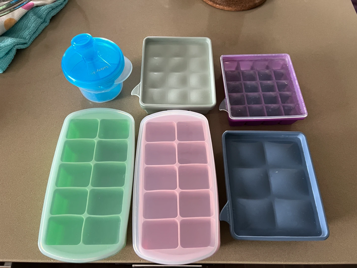 Assorted Silicone Ice Cube Trays and Baby Food Container
