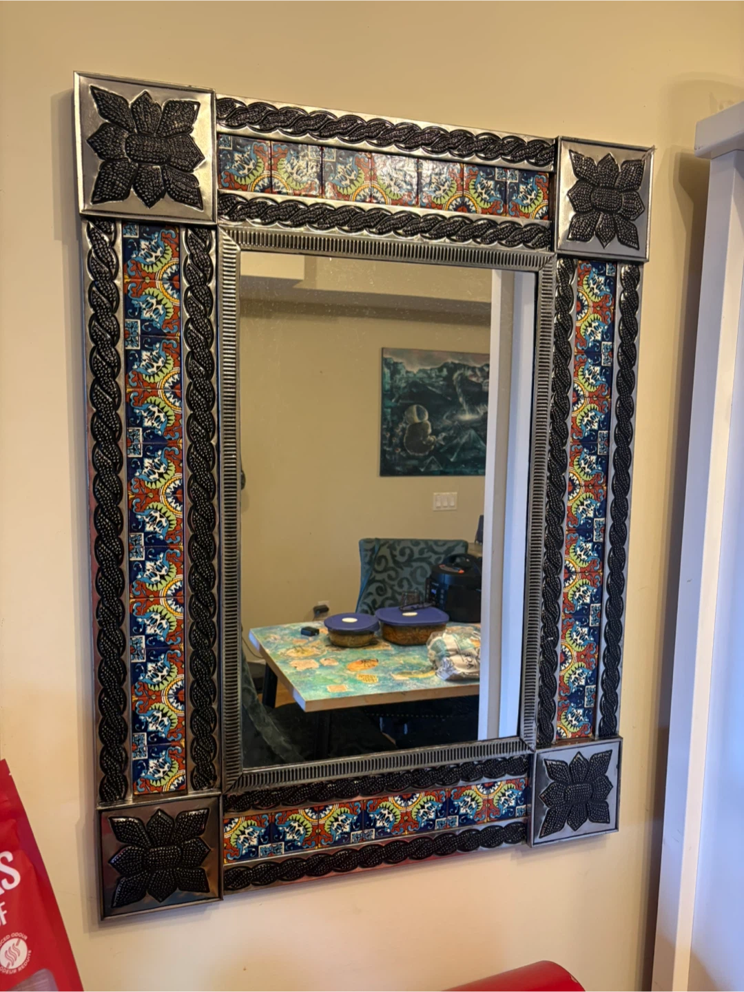 Decorative Wall Mirror with Talavera Tile Accents - photo 2