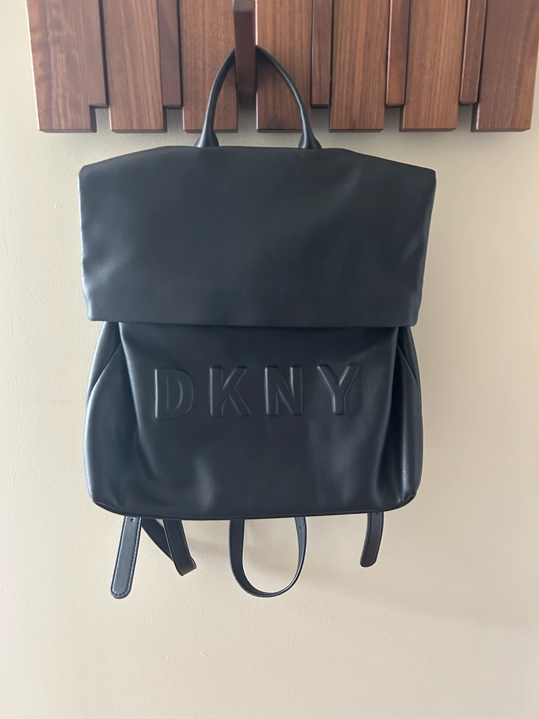DKNY Black Foldover Backpack