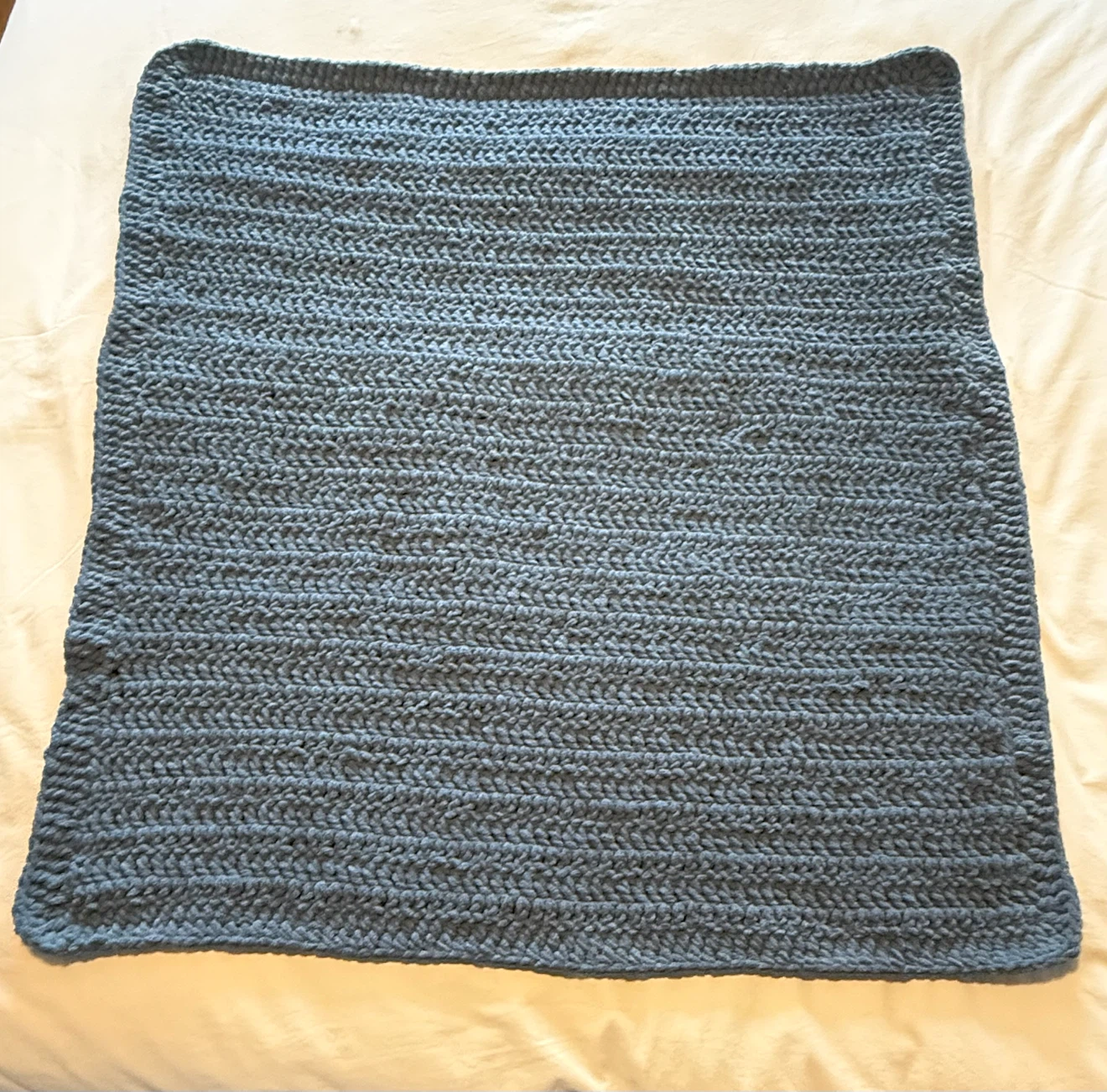 Hand-Knit Blue Chunky Throw Blanket - photo 2