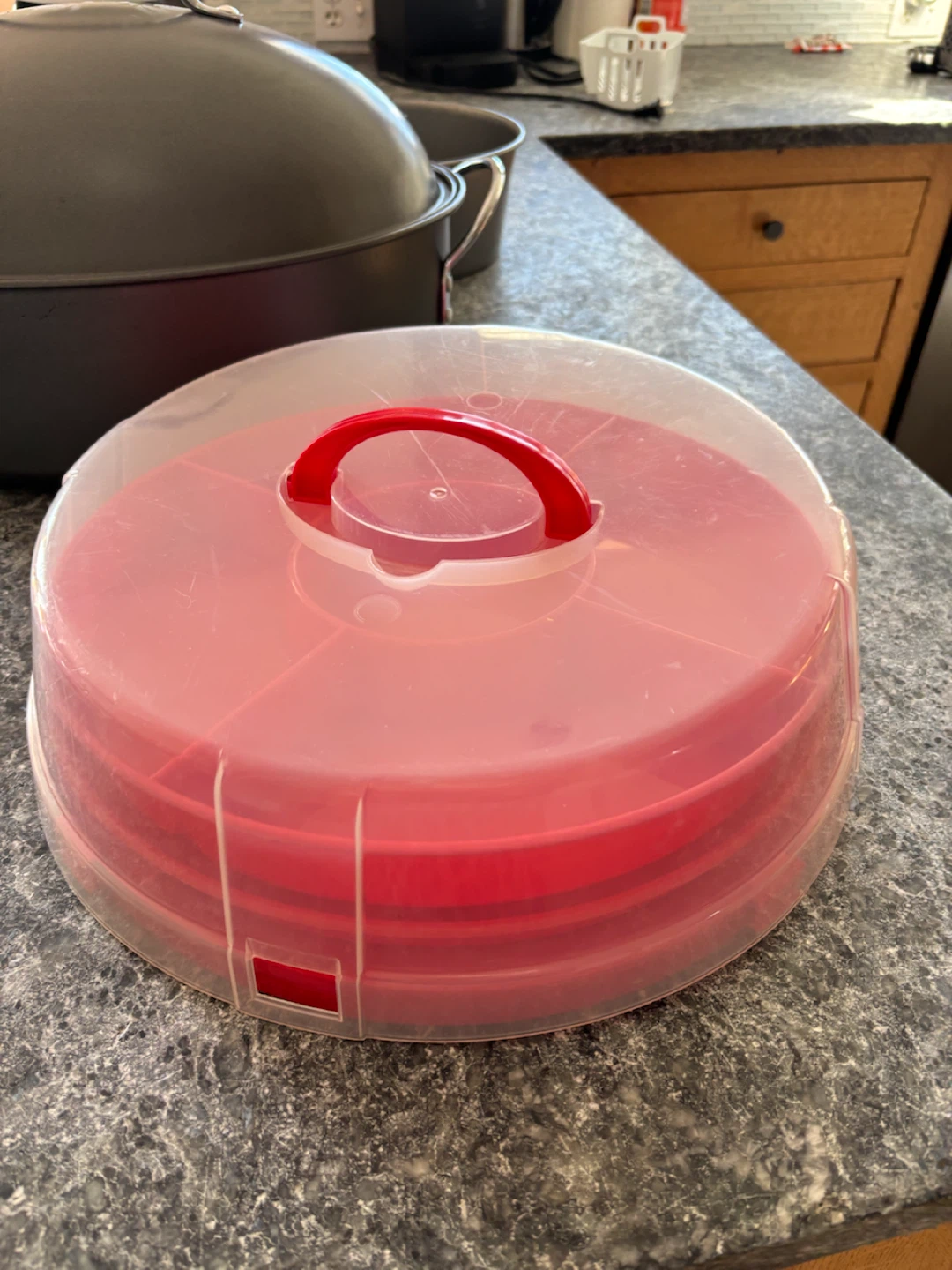 Red Plastic Cake and Cupcake Carrier
