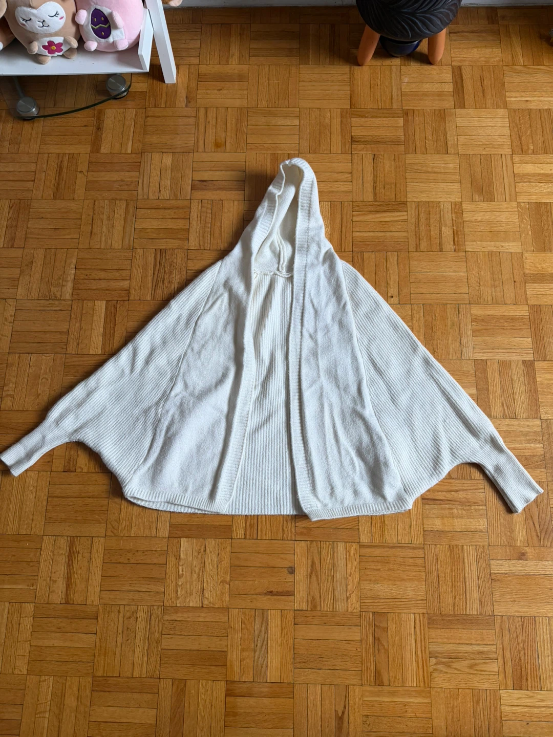 White Hooded Knit Cardigan