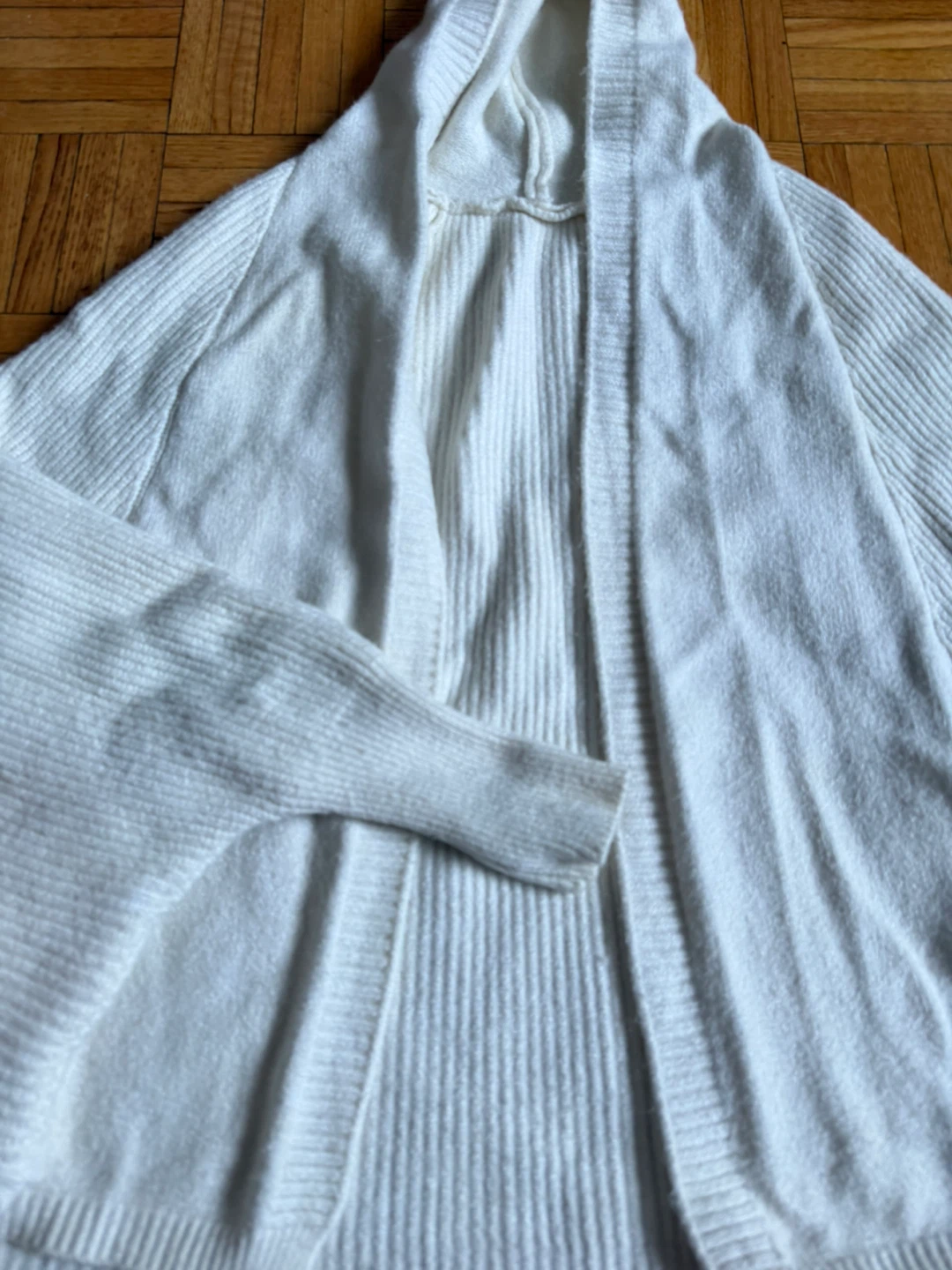 White Hooded Knit Cardigan - photo 4