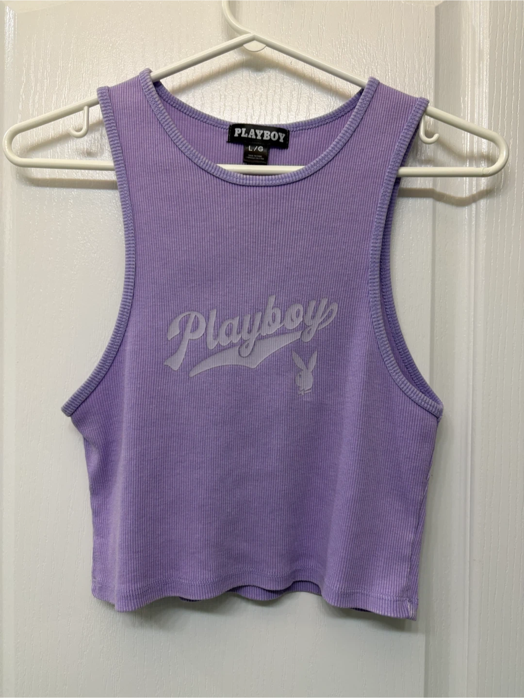 Playboy x PacSun Lavender Ribbed Crop Tank Top