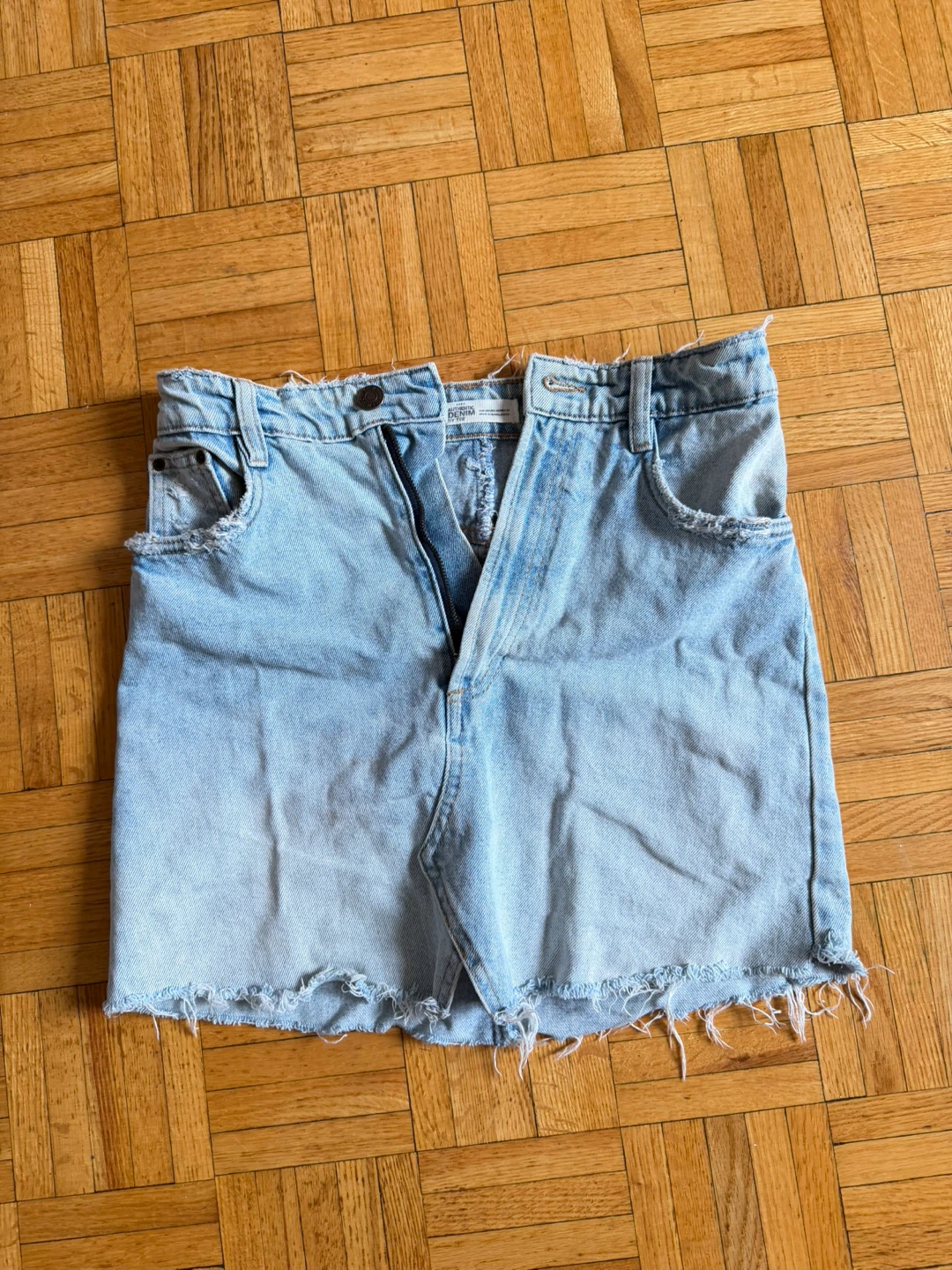 Zara Authentic Denim TRF Distressed Jean Skirt