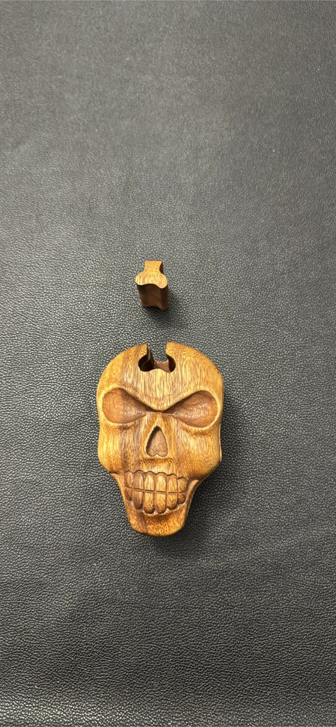 Carved Wooden Skull Secret Storage Box - photo 2