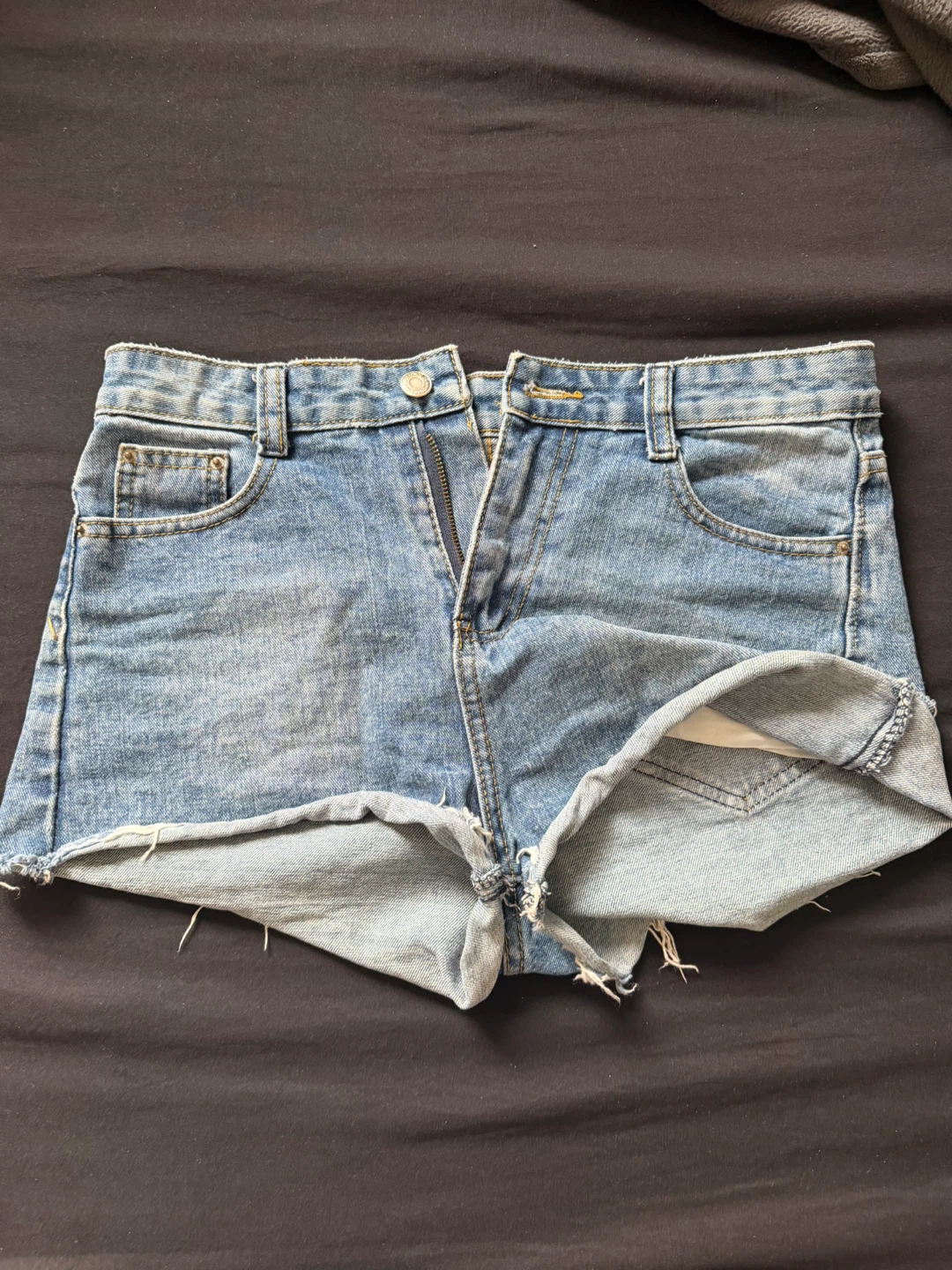 Light wash denim shorts