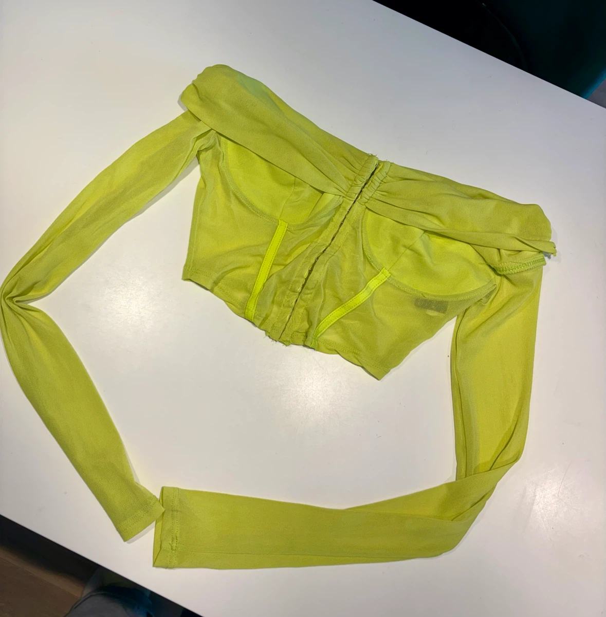 SHEIN Neon Green Mesh Corset Top