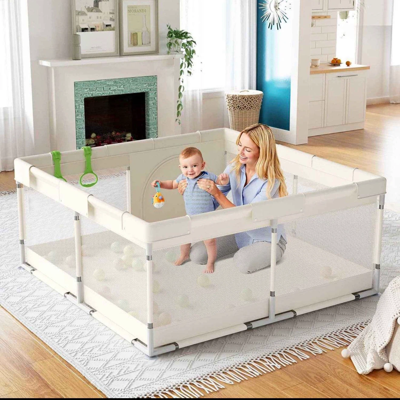 Baby Playpen with Safety Gate 47x47