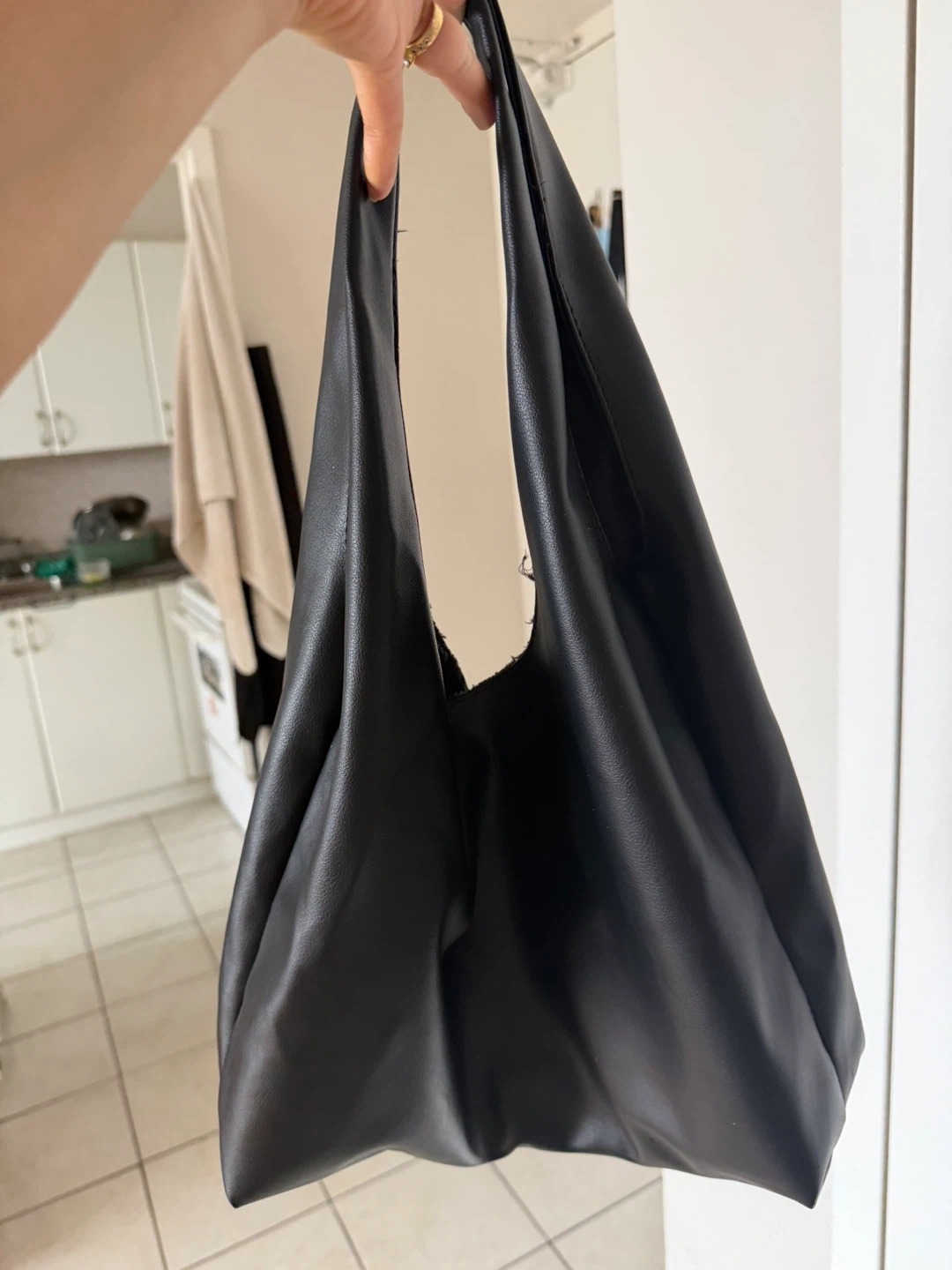 Black Faux Leather Hobo Bag - photo 2