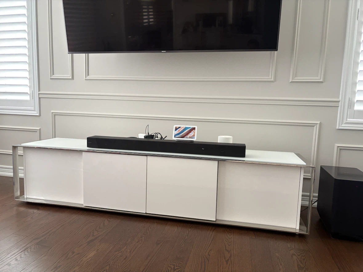 Mobilla Modern White and Chrome Media & Entertainment Unit