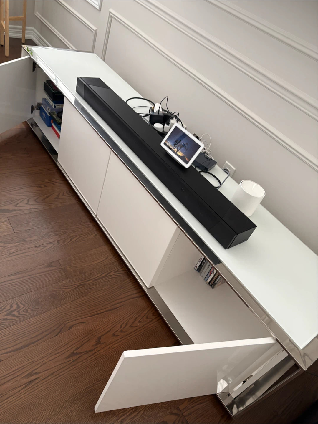 Mobilla Modern White and Chrome Media & Entertainment Unit - photo 2