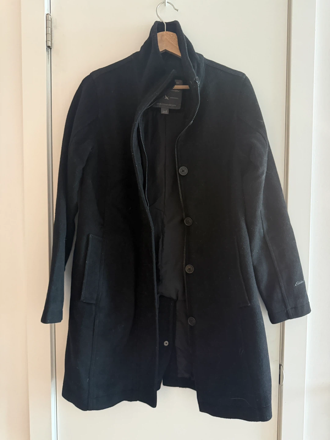 S Women Eddie Bauer Black Wool Blend Coat