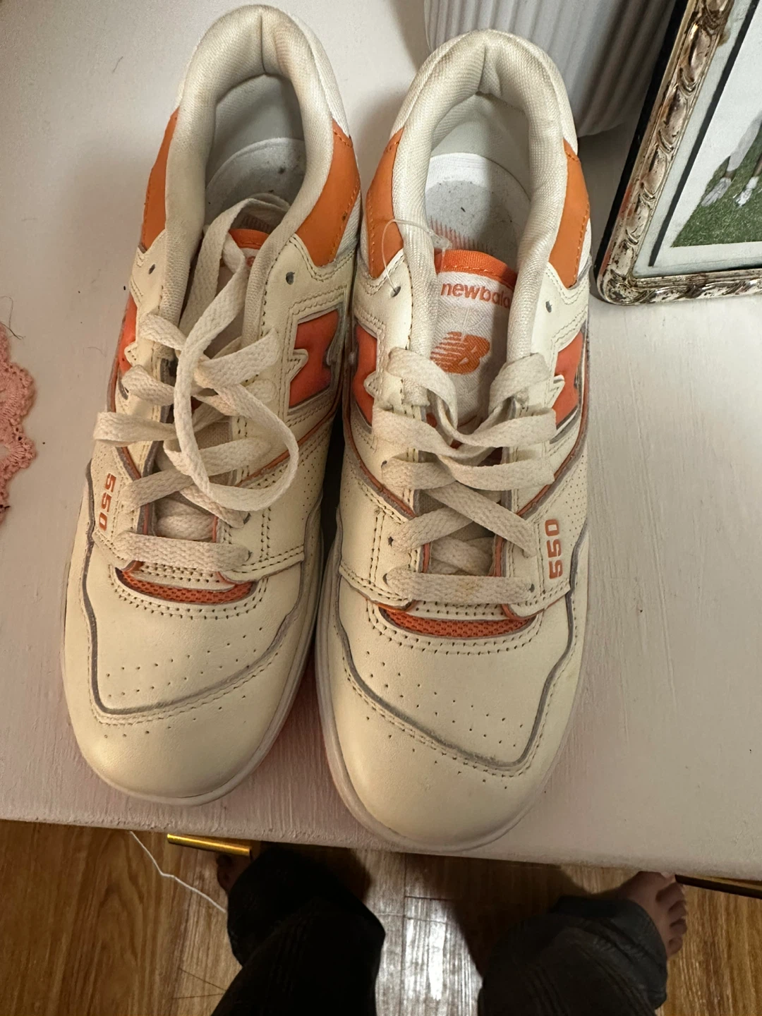 New Balance 550 Orange and White Sneakers