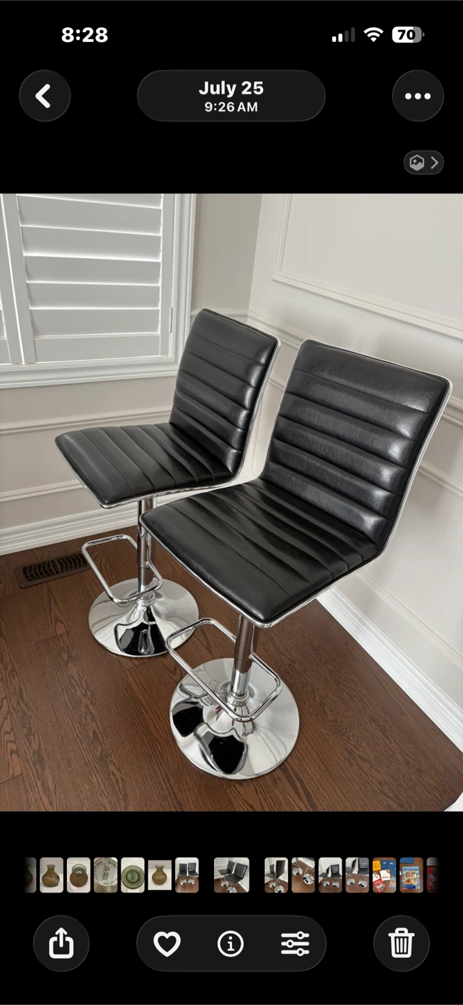 Set of 2 Black Faux Leather Bar Stools - photo 2