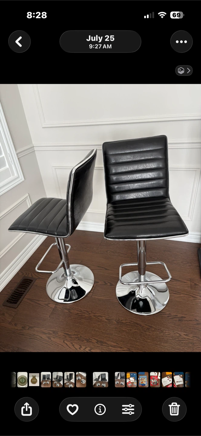 Set of 2 Black Faux Leather Bar Stools - photo 3