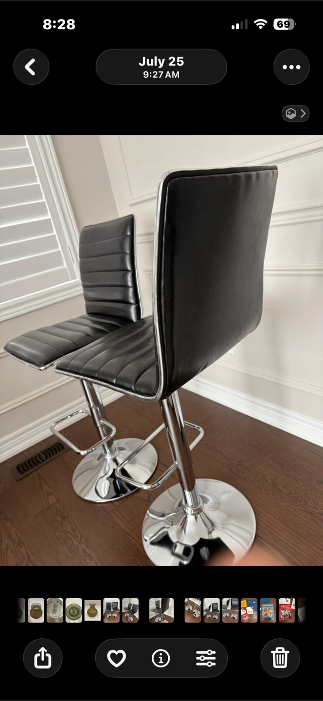 Set of 2 Black Faux Leather Bar Stools - photo 5