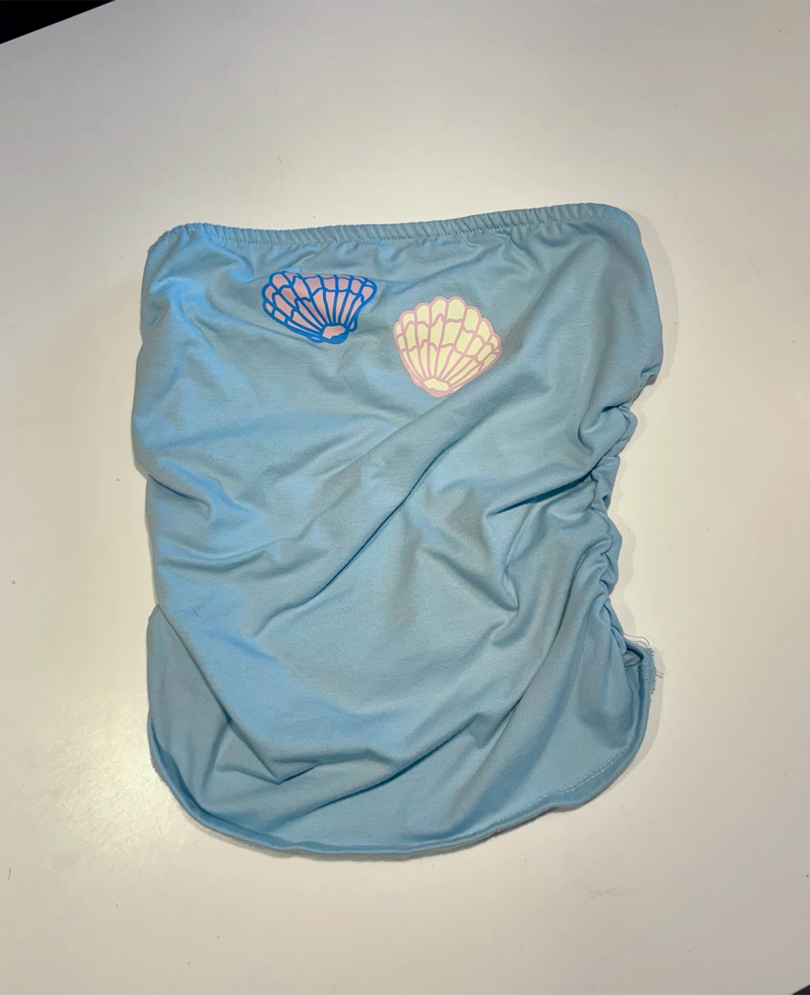 Fashion Nova Light Blue Shell Print Tube Top