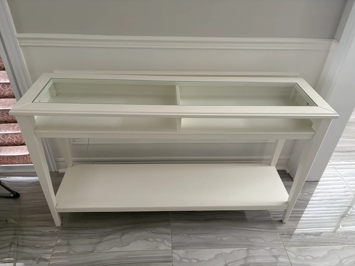 White Console Table with Glass Top