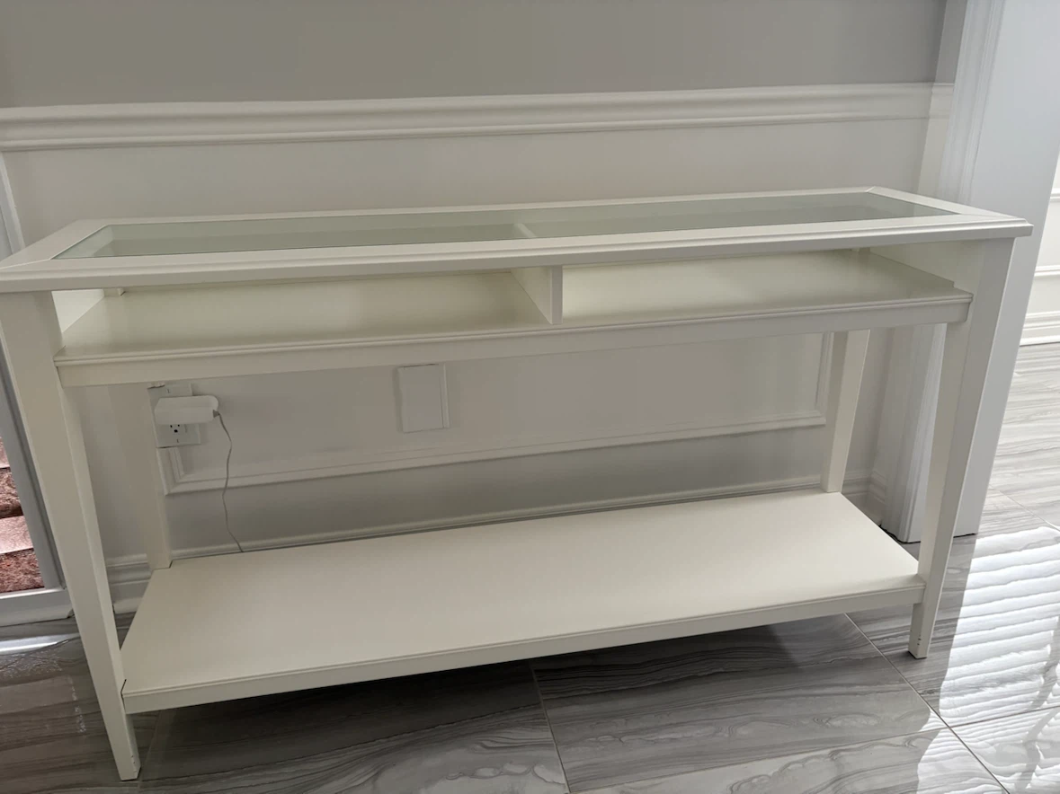 White Console Table with Glass Top - photo 2