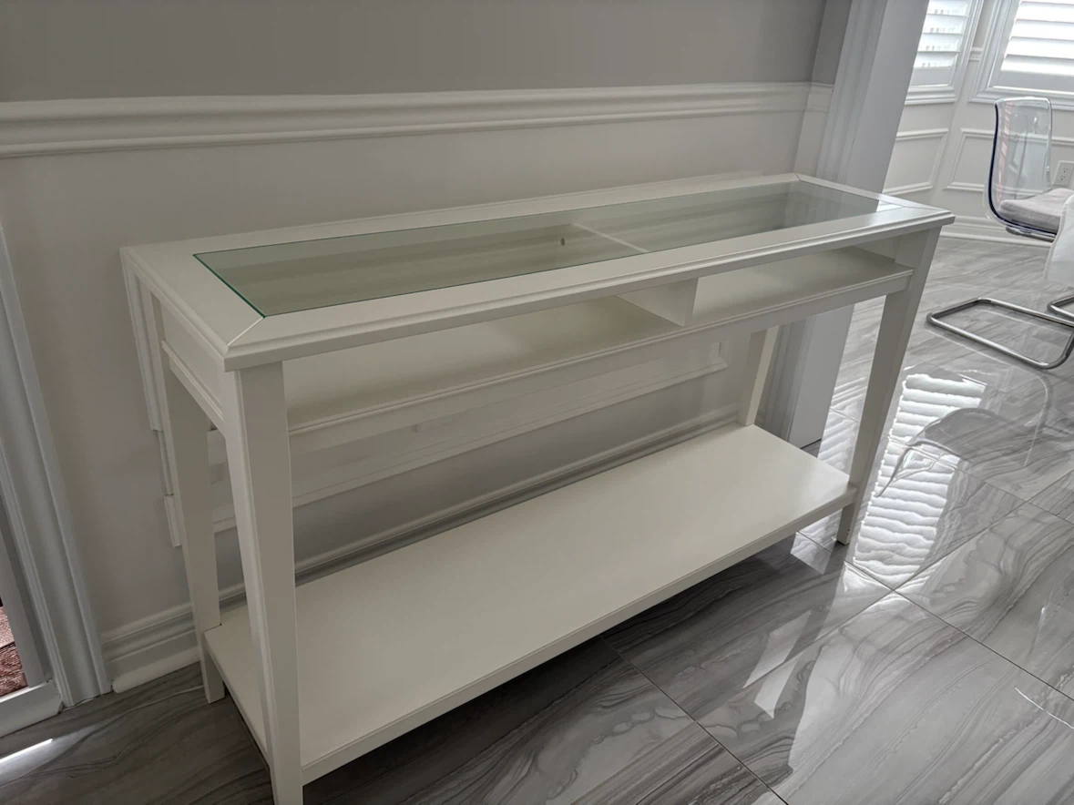 White Console Table with Glass Top - photo 3
