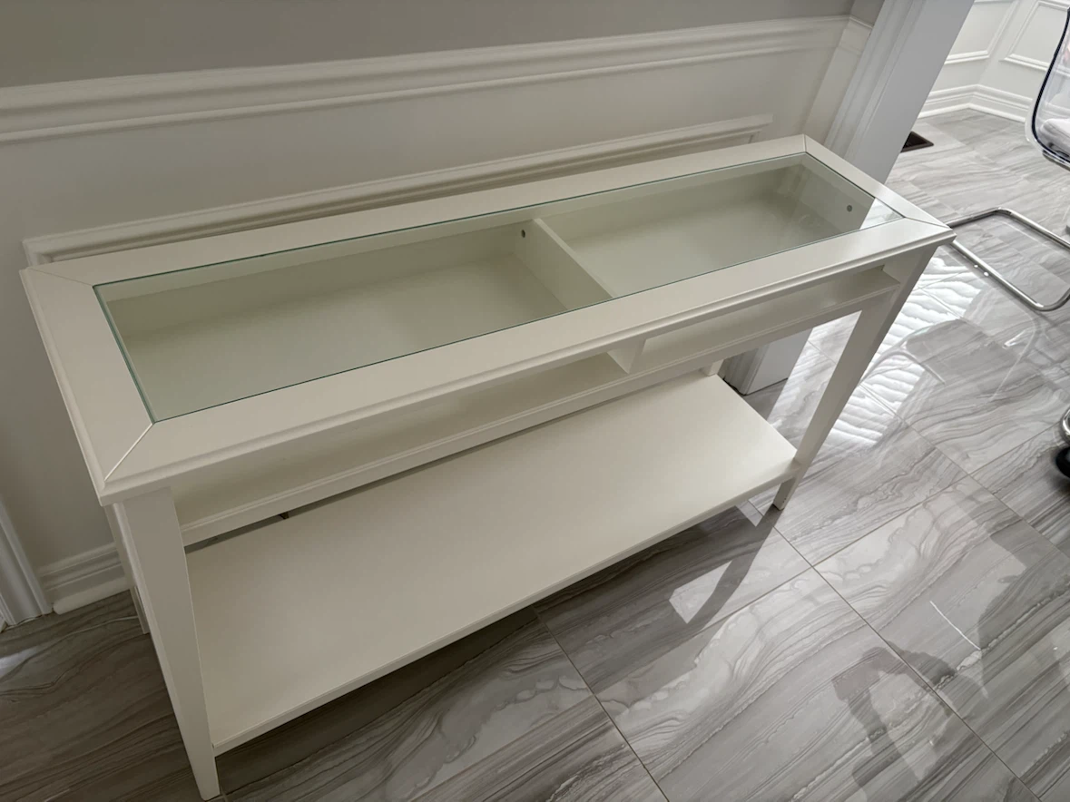 White Console Table with Glass Top - photo 4