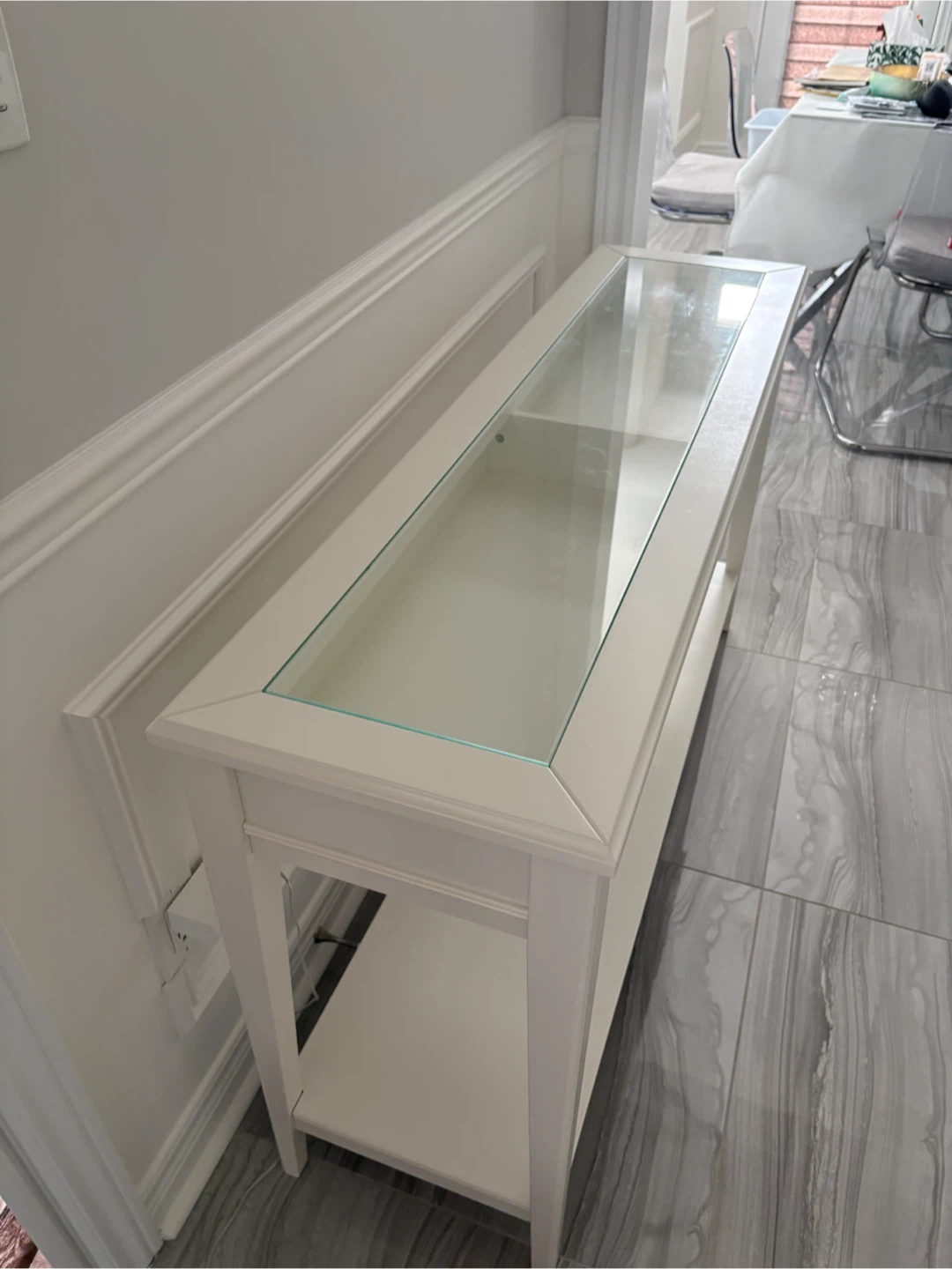 White Console Table with Glass Top - photo 5