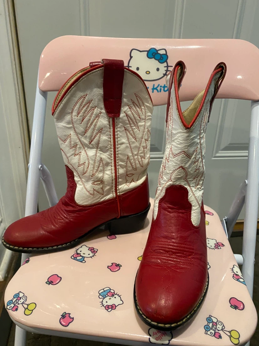 Old West Cowboy Boots Red and white Size 10
