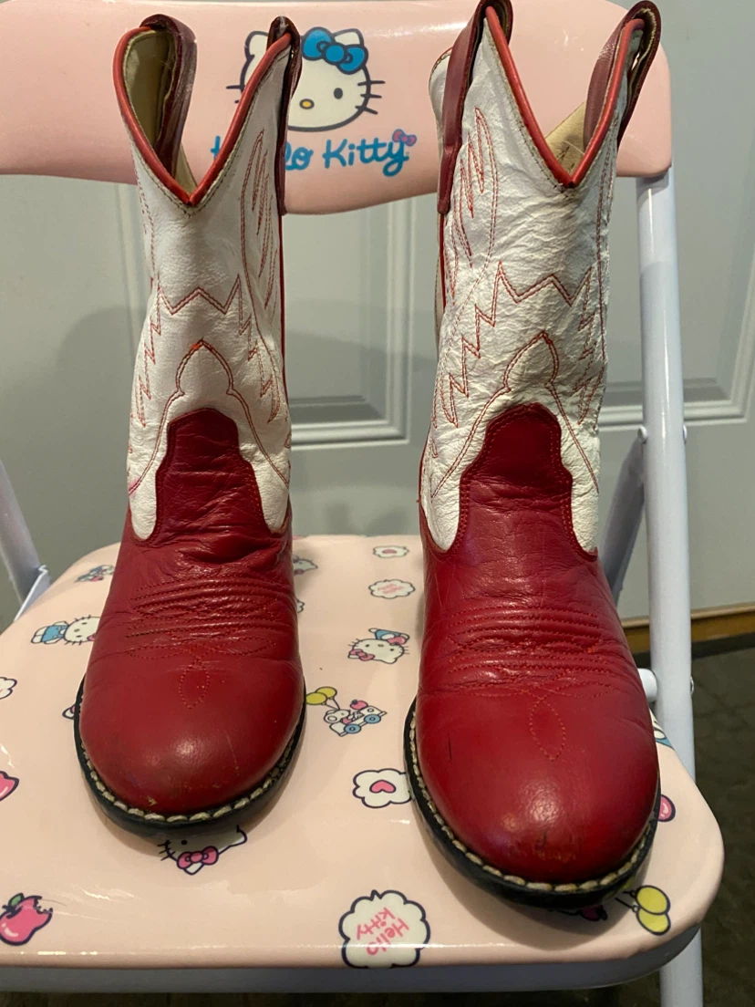 Old West Cowboy Boots Red and white Size 10 - photo 2