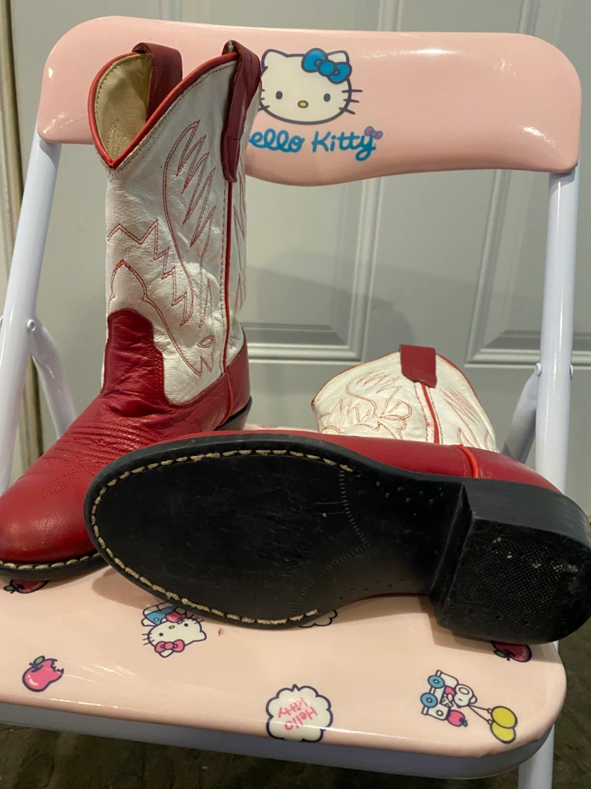 Old West Cowboy Boots Red and white Size 10 - photo 3