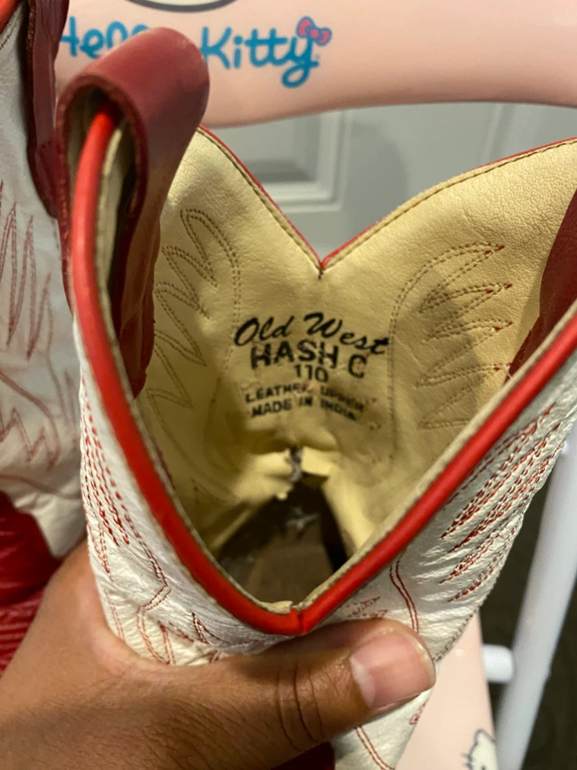 Old West Cowboy Boots Red and white Size 10 - photo 4