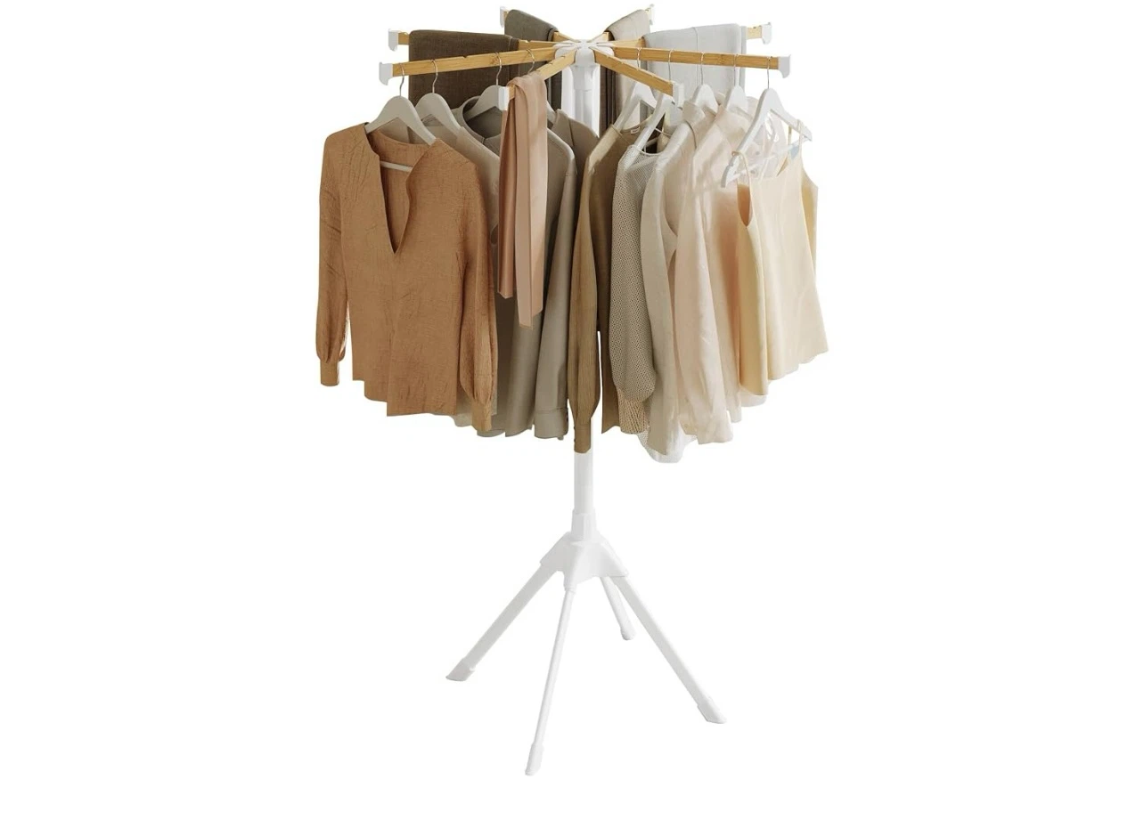 SONGMICS Bamboo and Steel Clothes Drying Rack