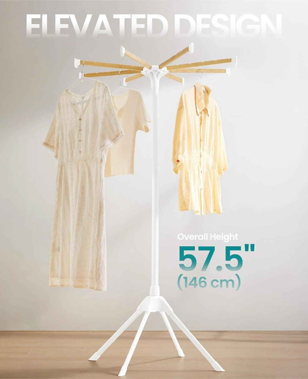 SONGMICS Bamboo and Steel Clothes Drying Rack - photo 4