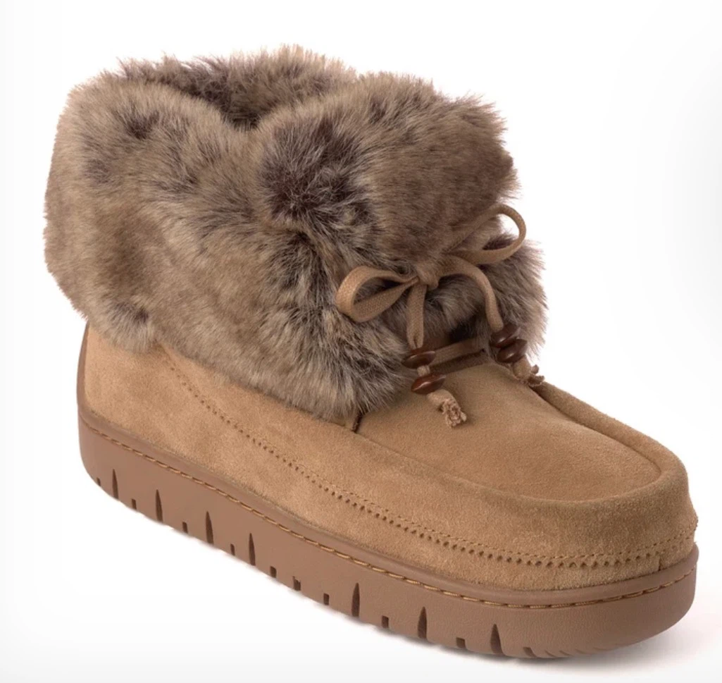 Tan Suede Faux Fur Ankle Boots