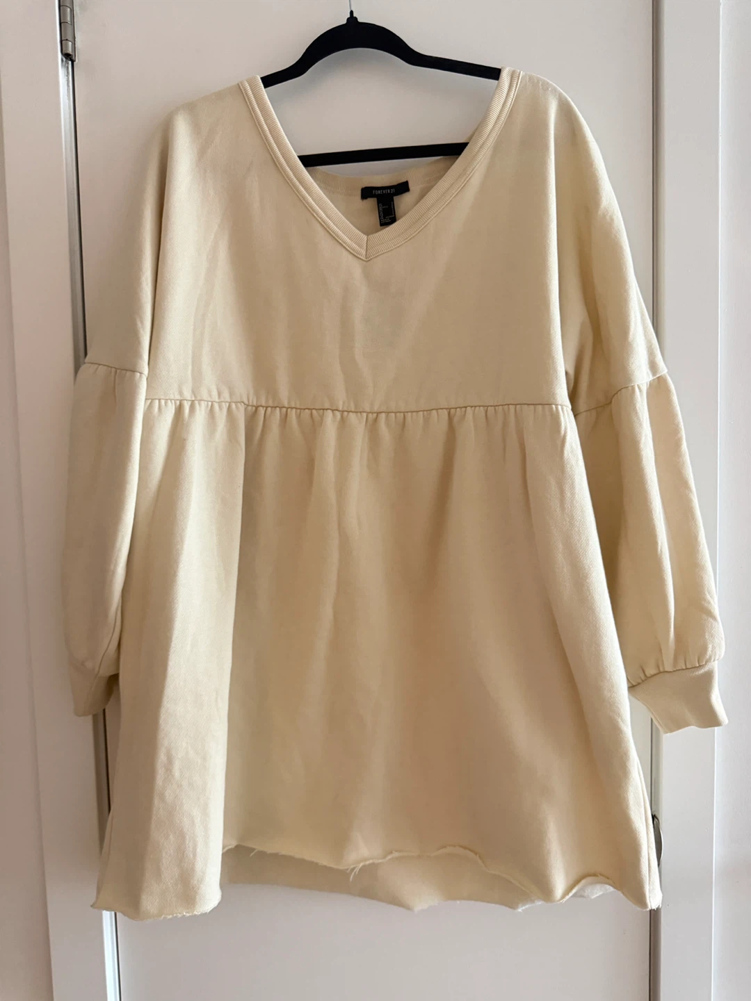 S/P Forever 21 Cream V-Neck Long Sleeve Dress