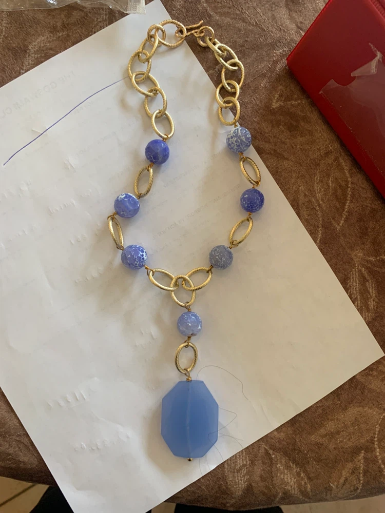 Amethyst and Gold Tone Statement Necklace