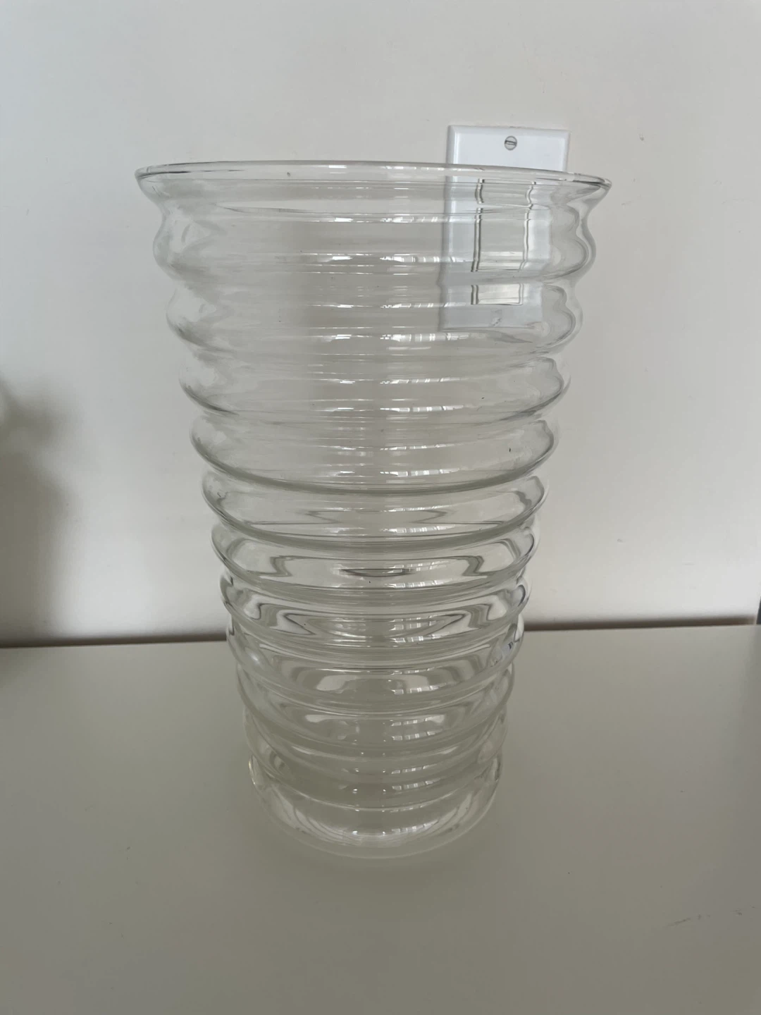 Clear Ribbed Glass Vase