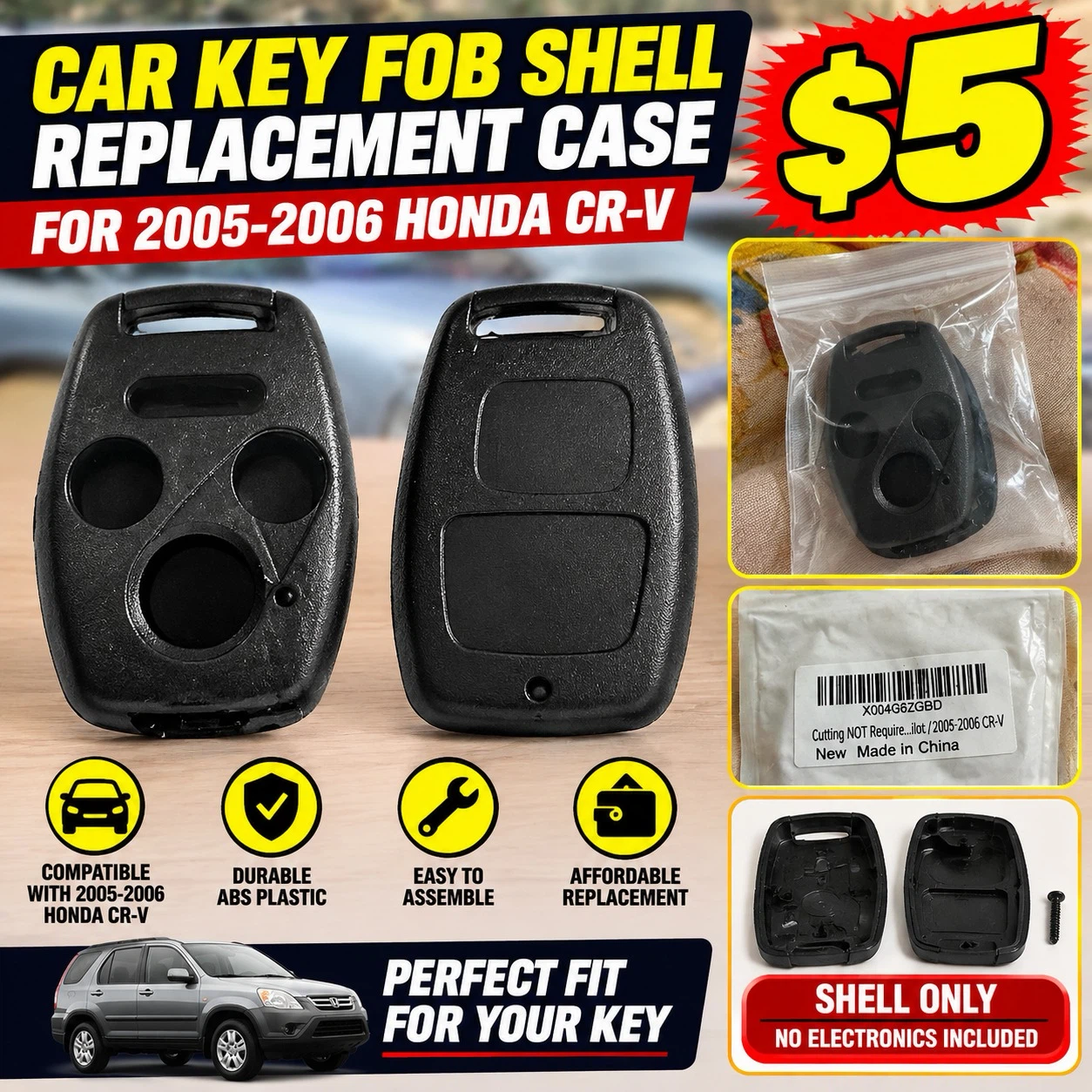 2005-2006 Honda CR-V Key Fob Shell Replacement