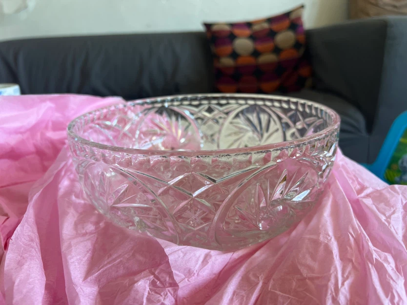 Vintage Cut Glass Serving Bowl