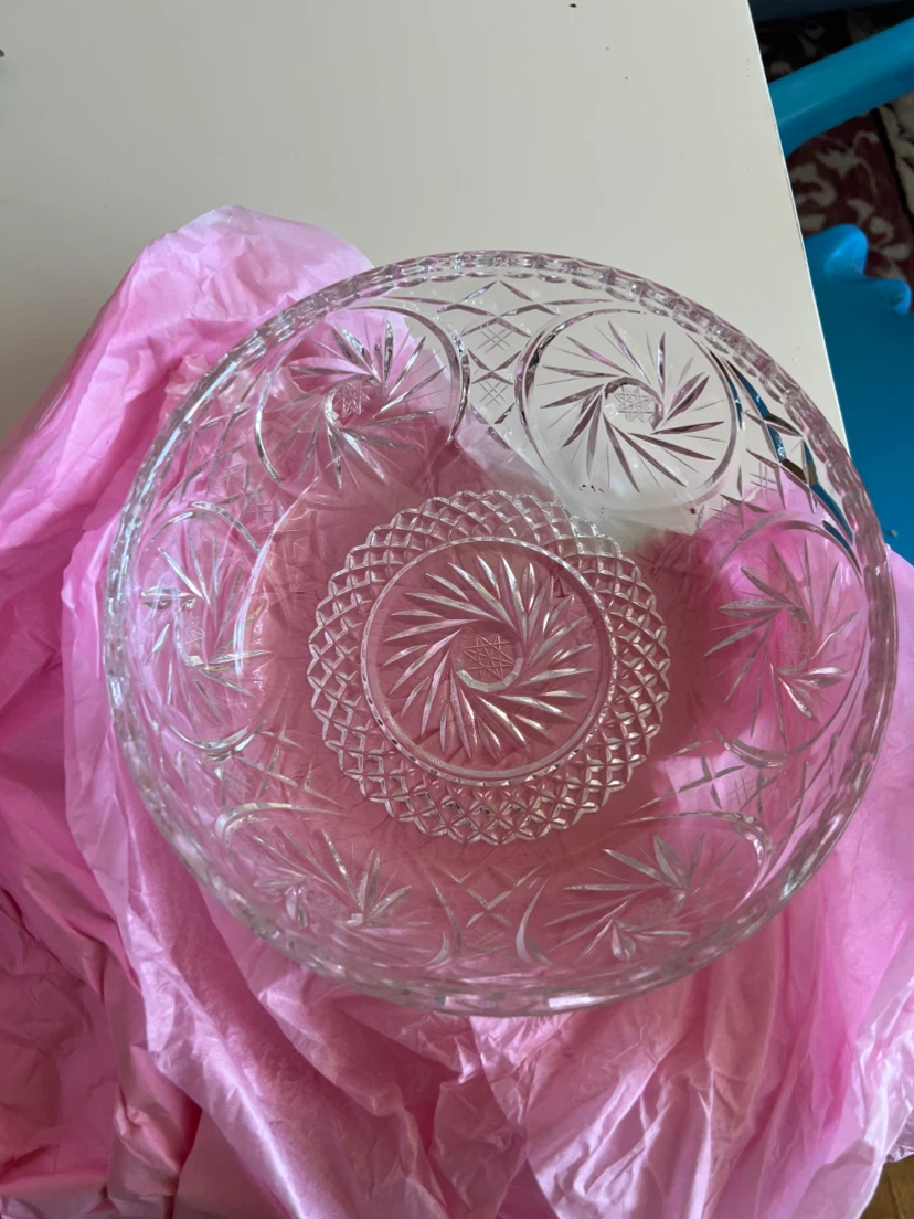 Vintage Cut Glass Serving Bowl - photo 2
