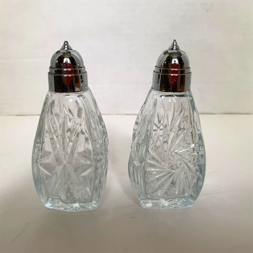 Vintage Cut Glass Salt and Pepper Shakers