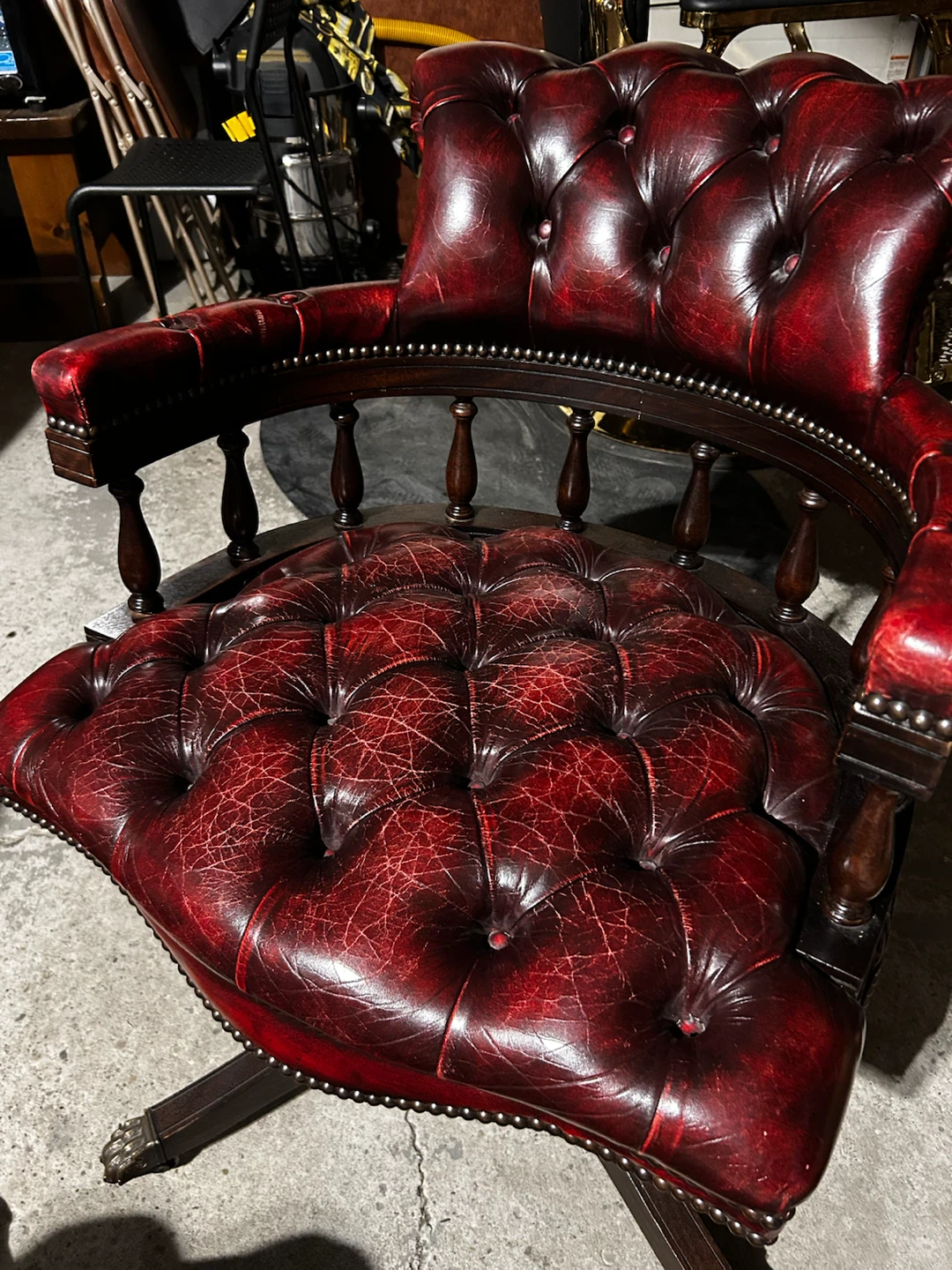 Vintage Burgundy Real Leather Chair - photo 2