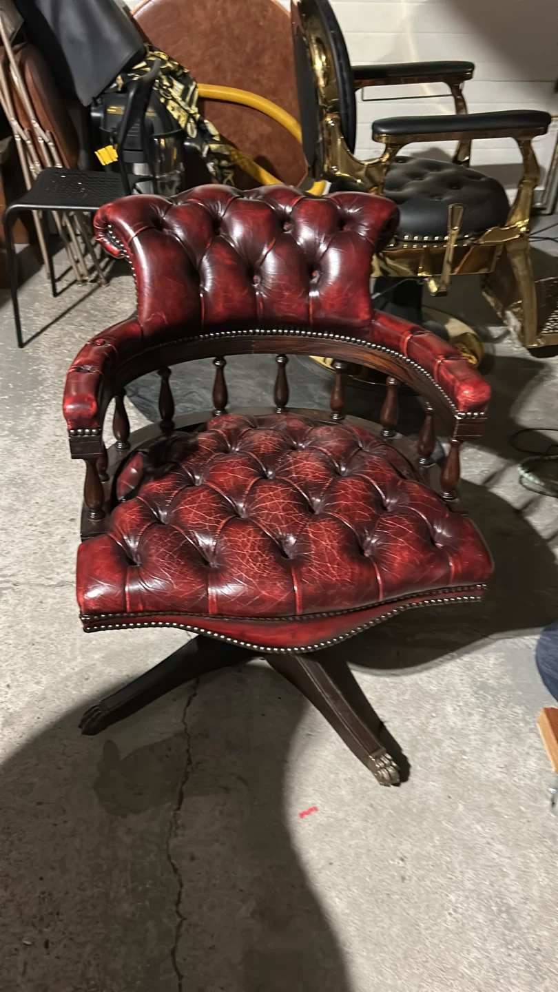 Vintage Burgundy Real Leather Chair - photo 3