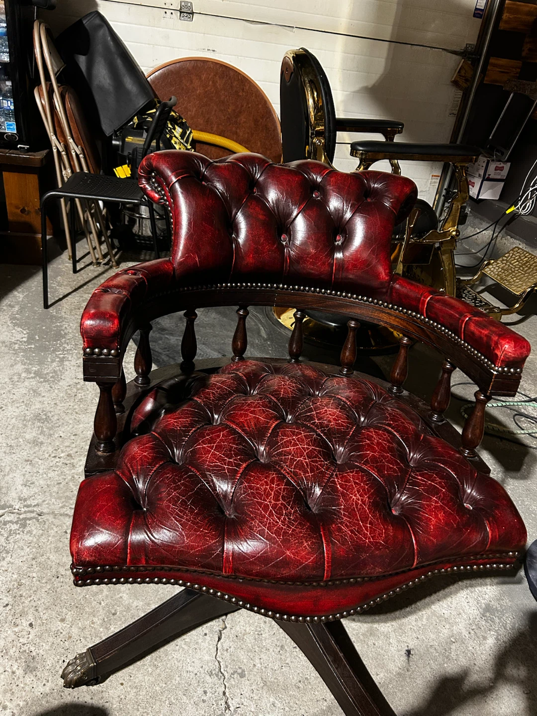 Vintage Burgundy Real Leather Chair
