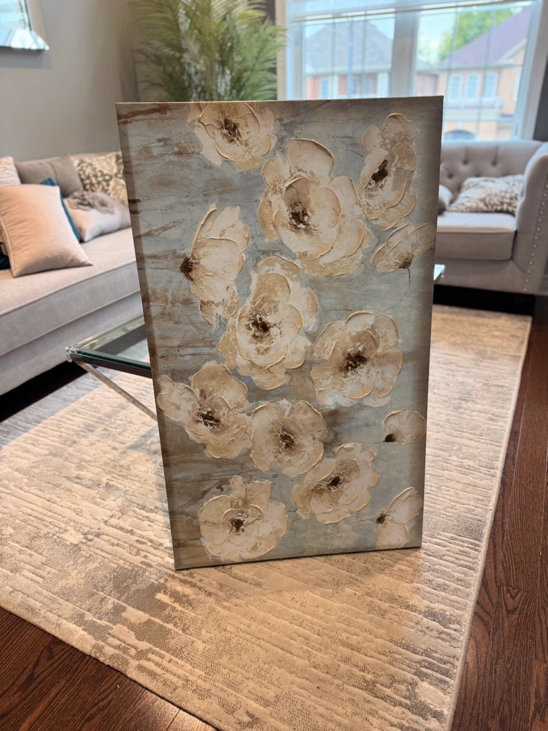 Textured Floral Canvas Wall Art - photo 2