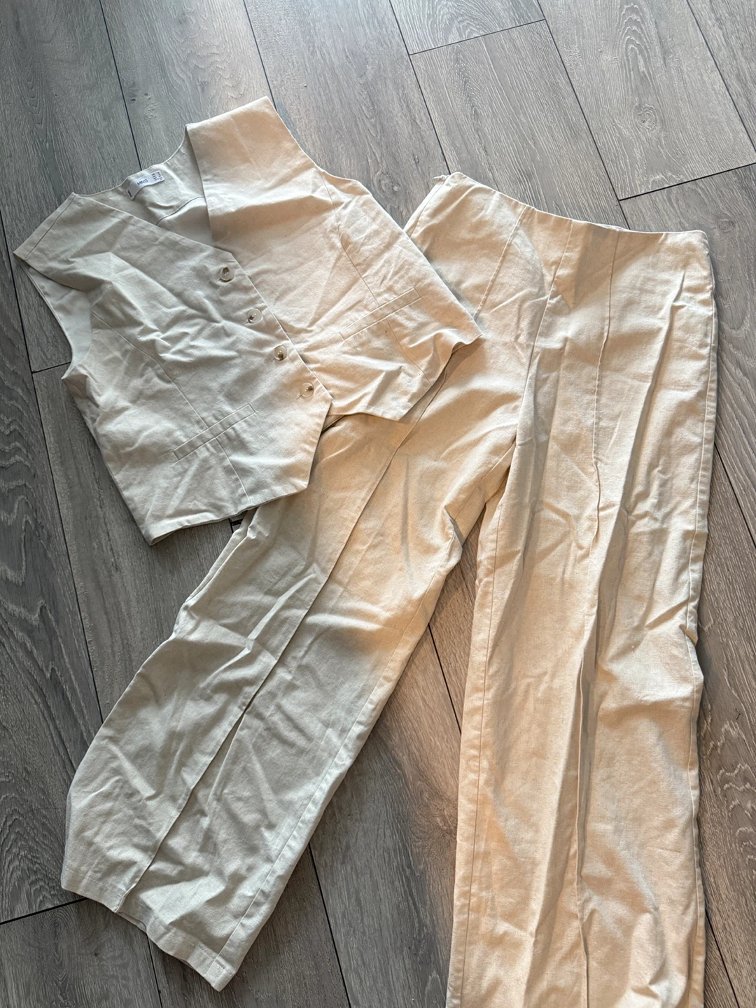 S MNG Beige Vest and Pants Work Set